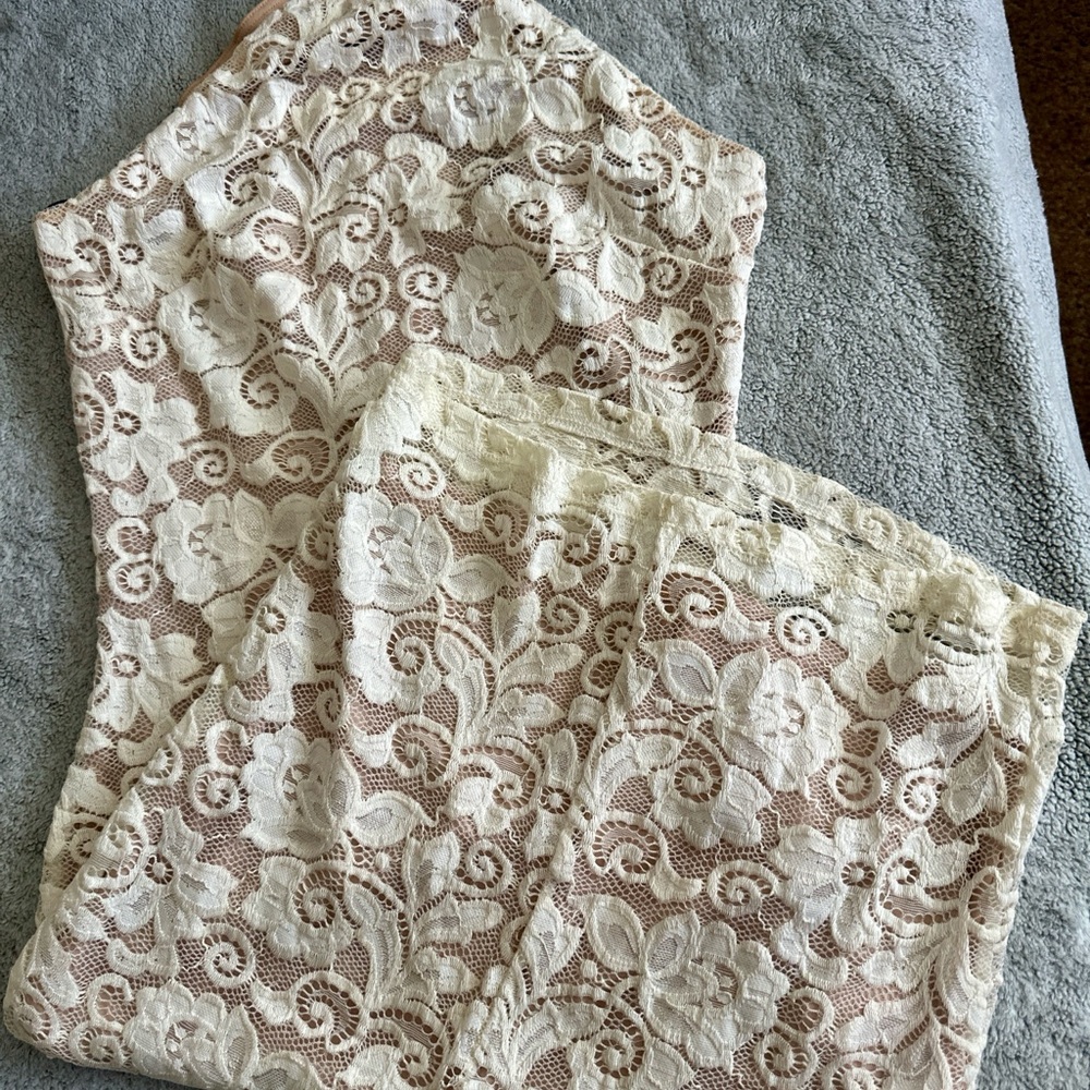 Marciano Macadamia Cream Halter Neck Netty Lace  Dress